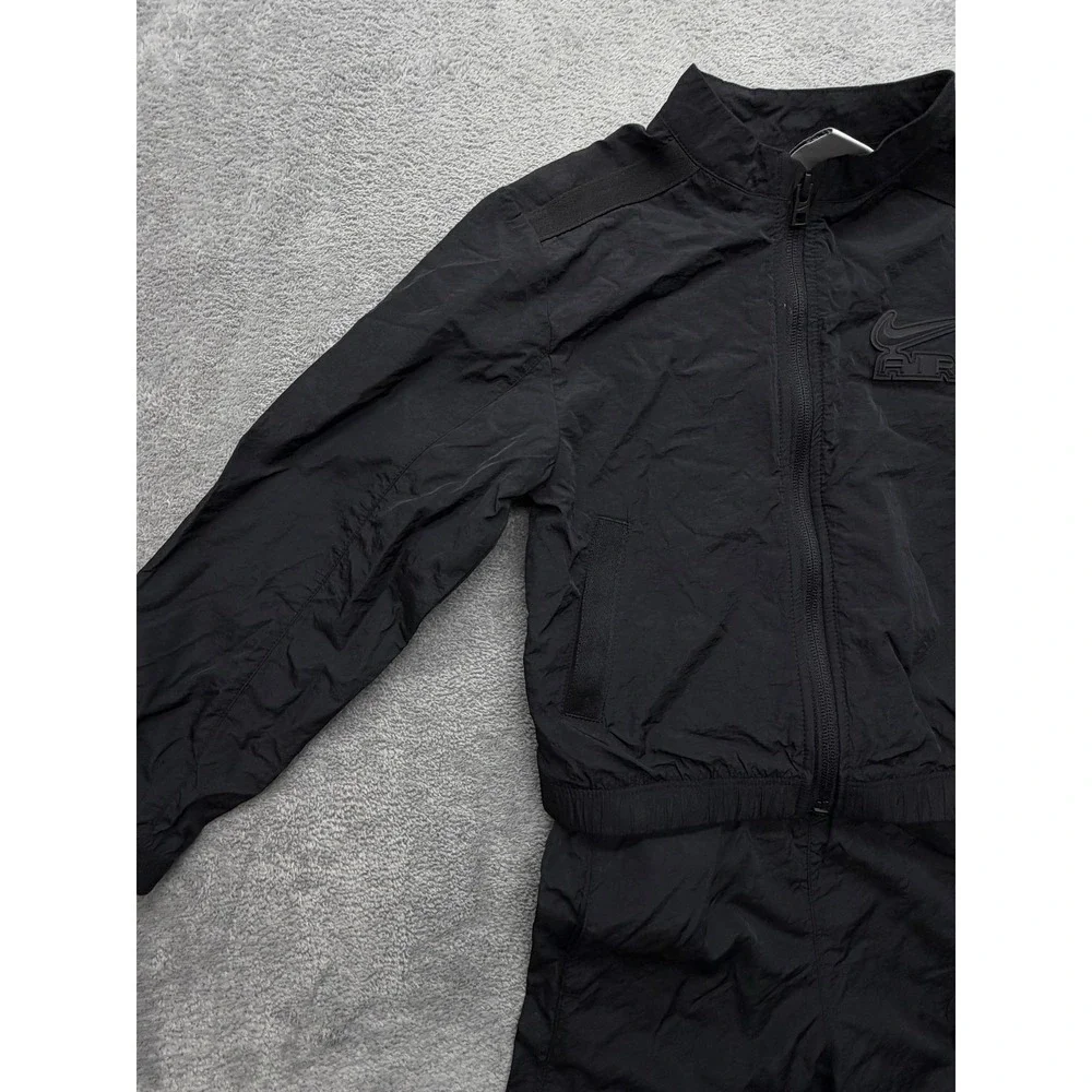 Nike Tracksuit Unisex Kids 5 Black Air 2 Piece Jacket Pants Set Nylon Zip‎